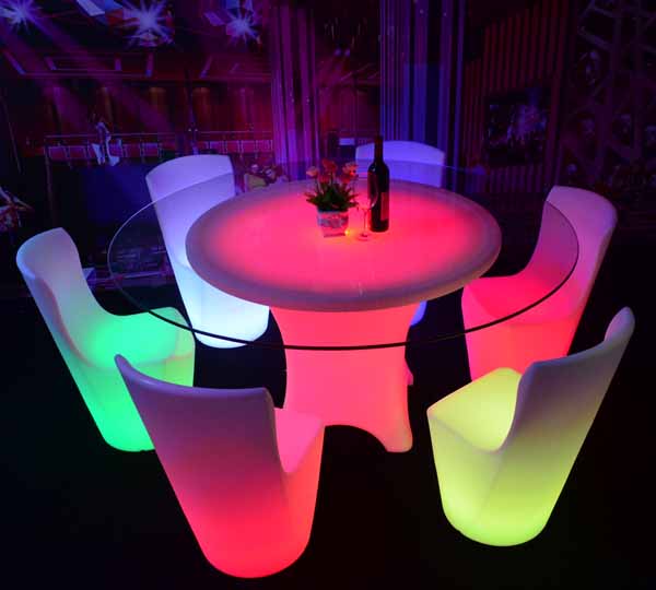 Glow Round Shape Led Dining Table For Restaurant Wedding Event KFT-1180